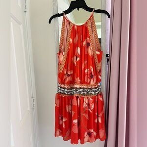 Ramy Brook Red Floral Halter Mini Dress